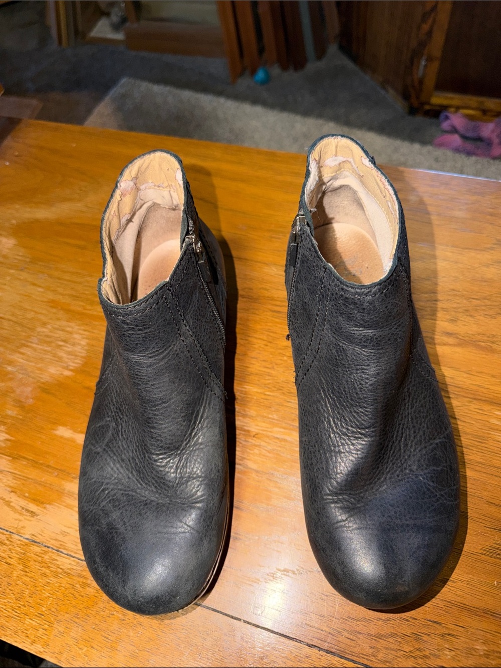 Dansko Black Leather Heeled Ankle Boots